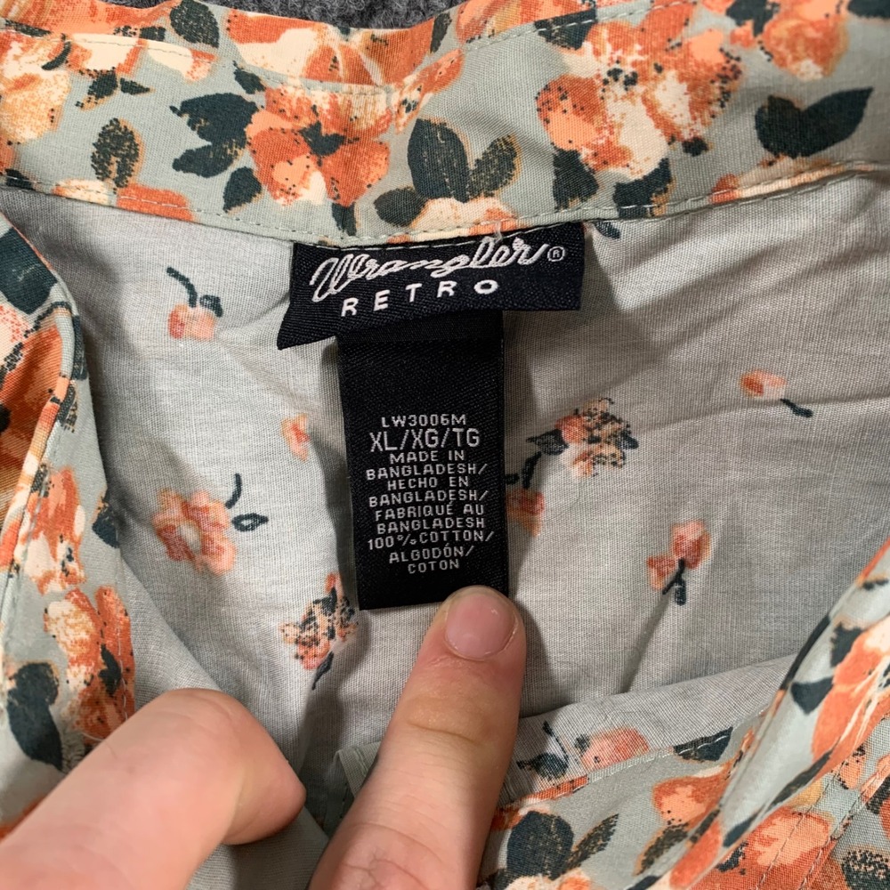 Wrangler Retro Womens XL Floral Western Snap Shirt Sage Green New w/ tags - Picture 6 of 11